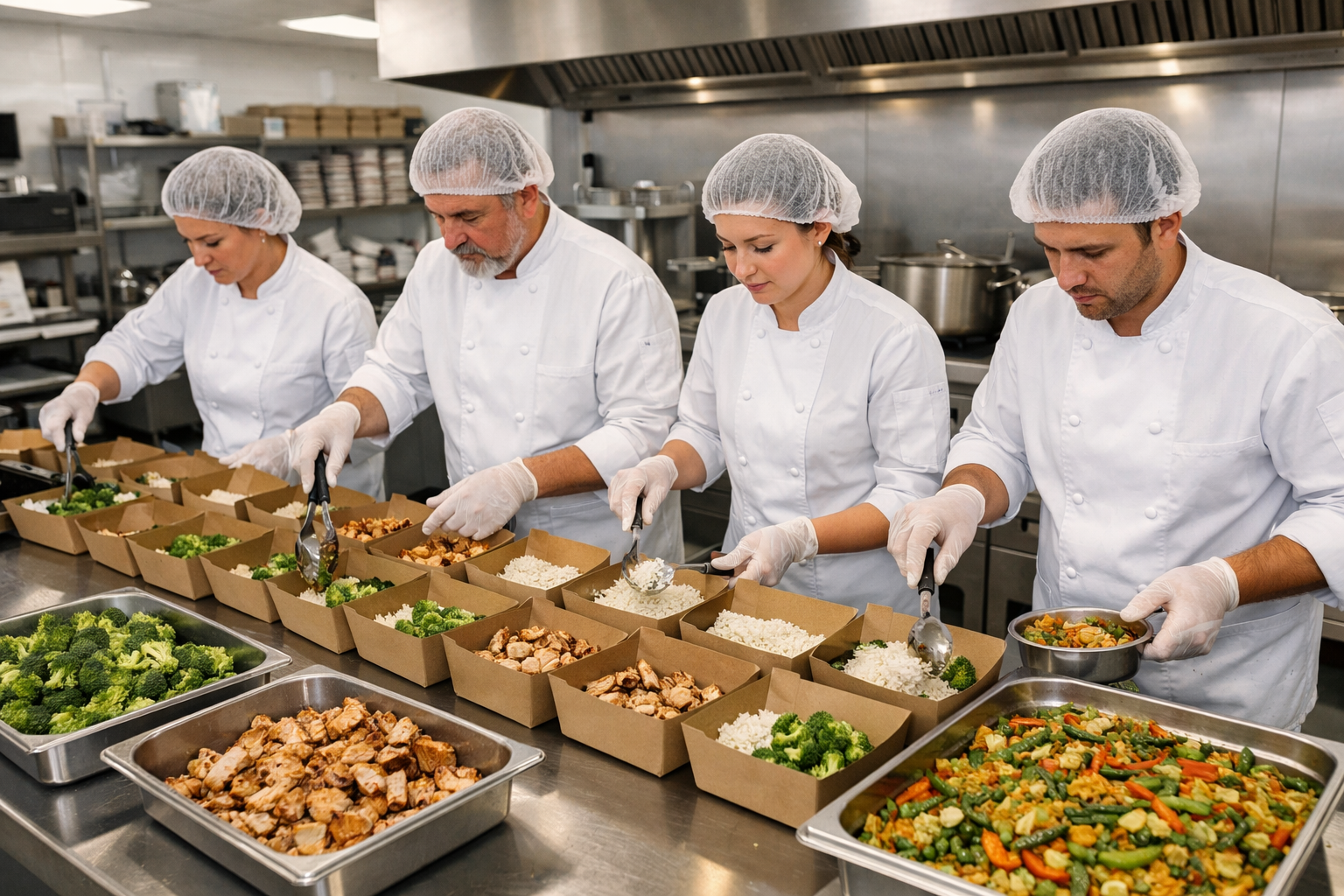 Ofis Menu Kutusu ekibinin mutfakta birlikte calismasi