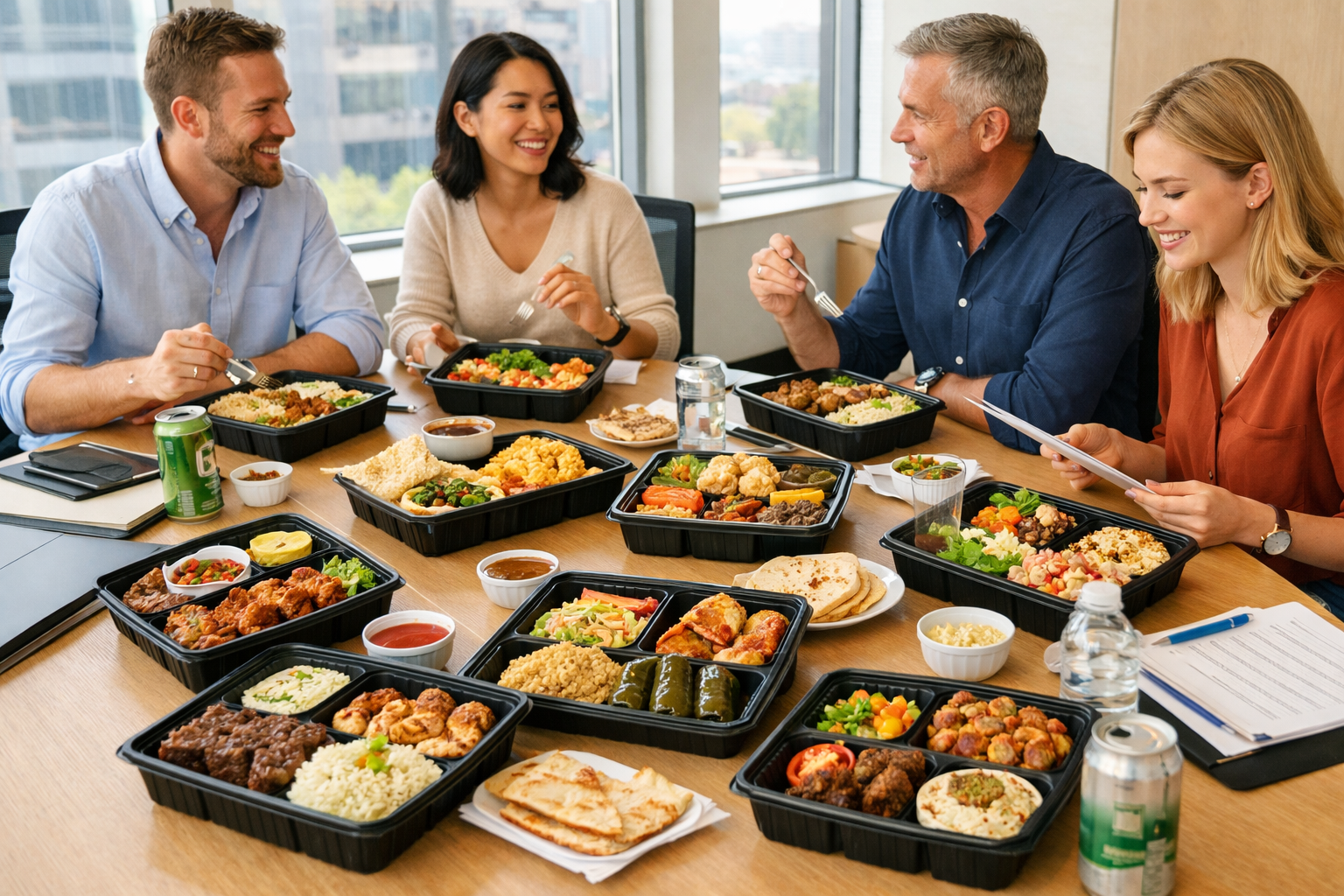 Ofis ortaminda toplanti sirasinda kutu menu