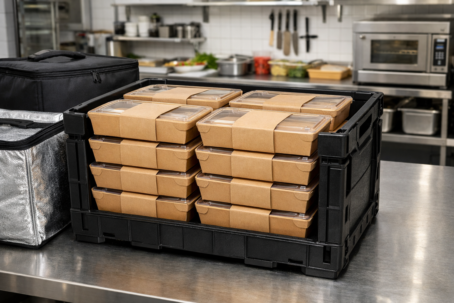 Paketlenmis kutu menulerin teslimat oncesi hazirlik gorunumu